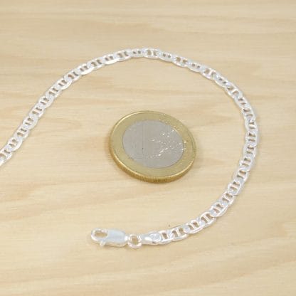 Collar Cadena Ancha Travesaño de 60 cm de Plata de Ley 925