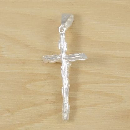 Colgante Cruz con Cristo Tronco de Plata de Ley 925-tras