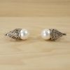 Pendientes Perlas con Labrado de Plata de Ley 925-4