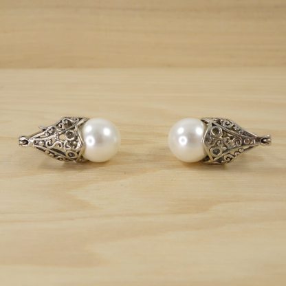 Pendientes Perlas con Labrado de Plata de Ley 925-4